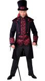 Mannen steampunk outfit zwart en rood