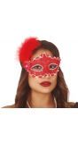 Masquerade oogmasker kant rood