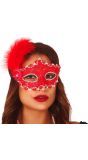 Masquerade oogmasker kant rood