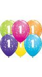 Meerkleurige 1 jaar ballonnen 25 stuks