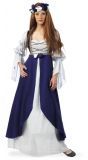 Middeleeuwse jurk wit blauw
