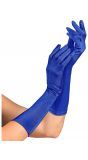 Middellange satijnen handschoenen blauw