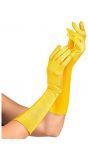 Middellange satijnen handschoenen geel