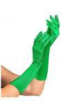Middellange satijnen handschoenen groen