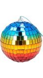 Mini regenboogkleurige discoballen 6 stuks