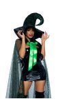 Moon witch cape en heksenhoed met strik groen