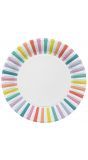 Multicolorstreep pastel feest bordjes 8 stuks