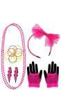 Neon accessoire set 80s roze