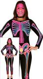 Neon skelet skinsuit halloween dames