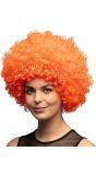 Oranje afro pruik