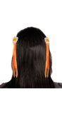 Oranje haarclip set met kroontje