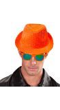 Oranje pailleten fedora