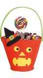Oranje pompoen snoepemmer 20 cm halloween