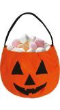 Oranje pompoen snoepmand vilt 24cm halloween