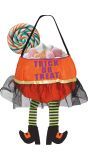 Oranje snoepemmer met benen 20 cm halloween