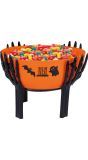 Oranje snoepkom met skelethanden statief 26 x 18 cm halloween