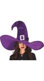 Paarse extra grote heksenhoed halloween