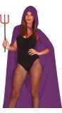 Paarse fluwelen cape met capuchon 130 cm