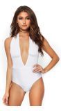 Pailletten bodysuit wit