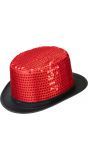 Pailletten hoge hoed rood