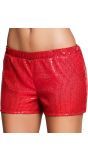 Pailletten hotpants rood