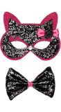 Pailletten kattenmasker en strik