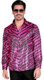 Pailletten party blouse roze tijgerprint mannen