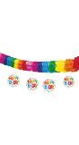 Papier slinger happy bday stippen met onderhanger 4 meter