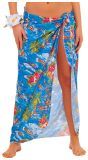 Pareo rok hawaii blauw met bloemen