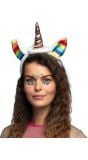 Pluche eenhoorn tiara regenboog