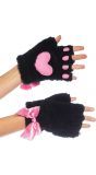 Pluche vingerloze zwarte handschoen