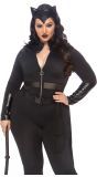 Plussize zwarte catsuit