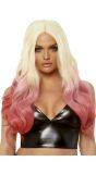 Pruik blond roze ombre