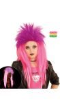 Punk pruik neon roze-paars