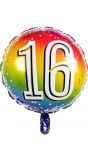 Rainbow folieballon 16 jaar