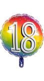 Rainbow folieballon 18 jaar