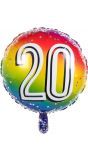 Rainbow folieballon 20 jaar