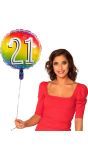 Rainbow folieballon 21 jaar