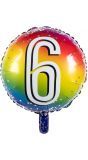 Rainbow folieballon 6 jaar