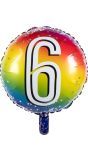 Rainbow folieballon 6 jaar