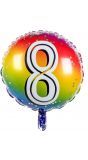 Rainbow folieballon 8 jaar