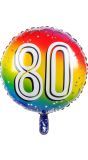 Rainbow folieballon 80 jaar