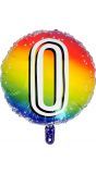 Rainbow folieballon cijfer 0