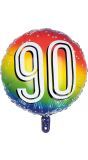 Rainbow folieballon cijfer 90