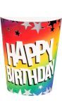 Rainbow happy Birthday papieren bekertjes 10 stuks