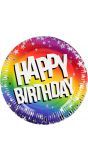 Rainbow happy Birthday papieren bordjes 10 stuks