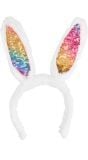 Regenboog pailletten bunny oren haarband