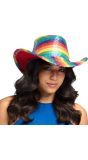 Regenboog pailletten cowboyhoed gaypride