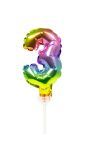 Regenboog taart topper cijfer 3 folieballon