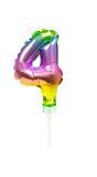 Regenboog taart topper cijfer 4 folieballon